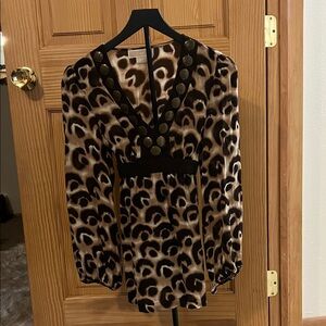 Michael Kors SILK top …Brown Leopard Print Blouse / sz. S/P